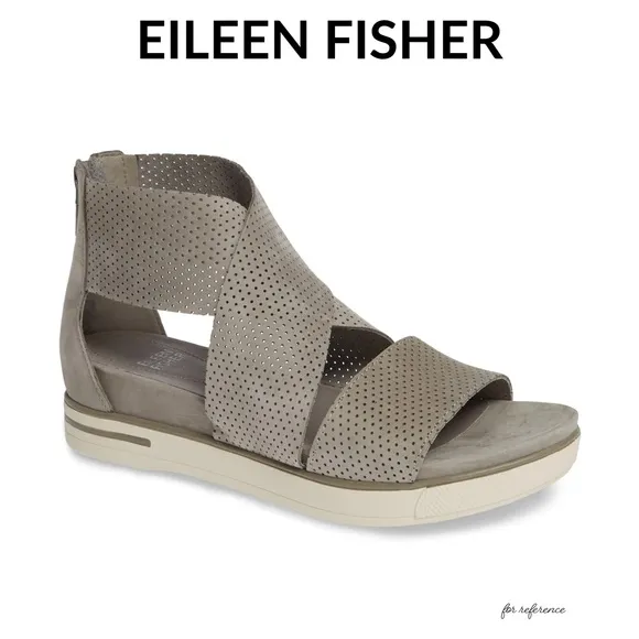 Eileen Fisher 🆕 Sport Perforated Nubuck Leather Platform Sandal • Size 5 • NWT