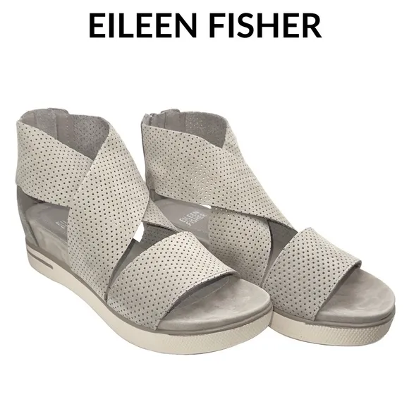 Eileen Fisher 🆕 Sport Perforated Nubuck Leather Platform Sandal • Size 5 • NWT