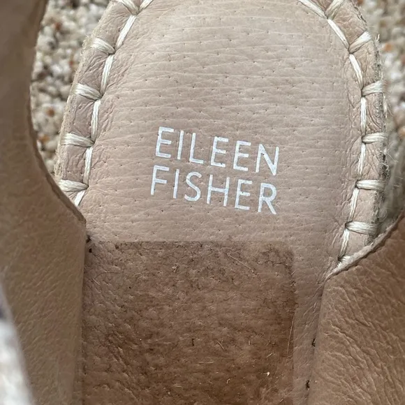 Eileen Fisher Women's Agnes Tan Black Striped Espadrille Wedge NWOT Size 9.5
