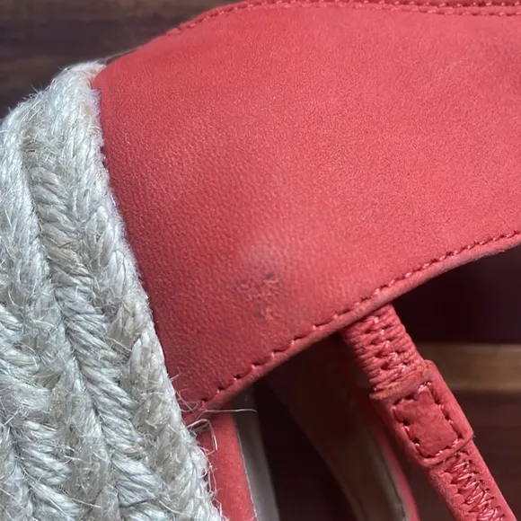 Eileen Fisher Womens Size 6 Wanda Nubuck Leather Espadrille Wedge Sandals Orange