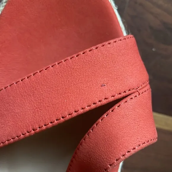 Eileen Fisher Womens Size 6 Wanda Nubuck Leather Espadrille Wedge Sandals Orange