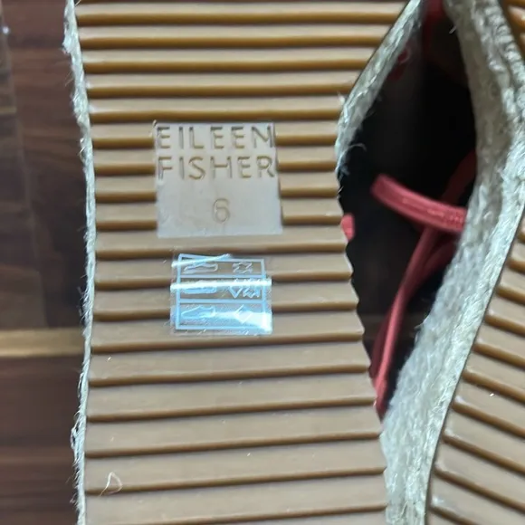 Eileen Fisher Womens Size 6 Wanda Nubuck Leather Espadrille Wedge Sandals Orange