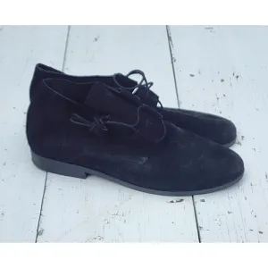 EILEEN FISHER Women's Suede Lace Up Black Ankle Boots Sz US 9.5 EU 41
