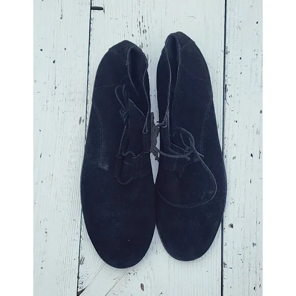 EILEEN FISHER Women's Suede Lace Up Black Ankle Boots Sz US 9.5 EU 41