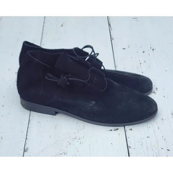 EILEEN FISHER Women's Suede Lace Up Black Ankle Boots Sz US 9.5 EU 41