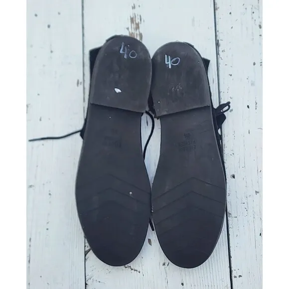 EILEEN FISHER Women's Suede Lace Up Black Ankle Boots Sz US 9.5 EU 41