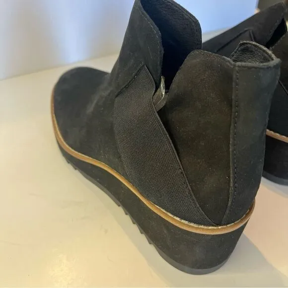Eileen Fisher Suede Wedge Pull On Ankle Boots in Size 6.5 NWOB