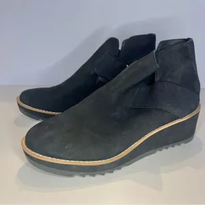 Eileen Fisher Suede Wedge Pull On Ankle Boots in Size 6.5 NWOB
