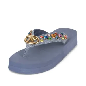 Embellished thong sandal with 'JC' logo metal bit