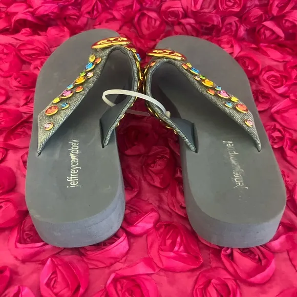 Embellished thong sandal with 'JC' logo metal bit