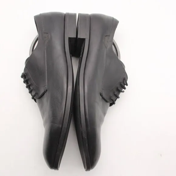 Emporio Armani Men's UK Size 10 Black Leather Plain Toe Dress Shoes Lace Up