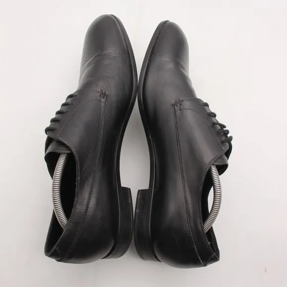 Emporio Armani Men's UK Size 10 Black Leather Plain Toe Dress Shoes Lace Up