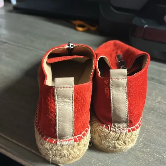 Eric Michael handmade in Spain Leather Red Espadrille Slip-On Shoes size 40