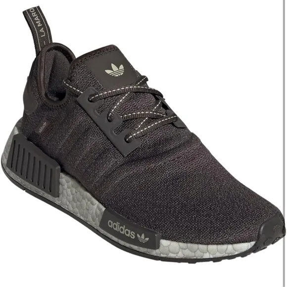 EUC Adidas NMD_R1 RARE Running Shoes Sneakers Women’s 8 Darkish Grey Black Brown