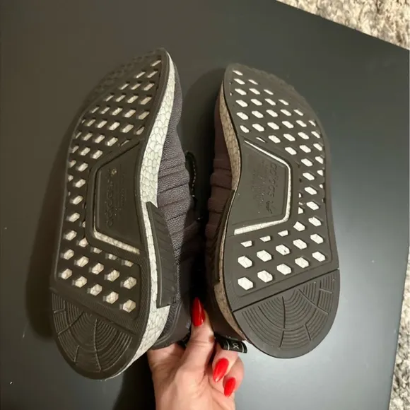 EUC Adidas NMD_R1 RARE Running Shoes Sneakers Women’s 8 Darkish Grey Black Brown