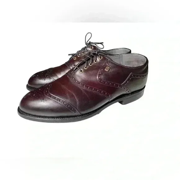 EUC FootJoy Classics Burgundy Leather brogue shield tip golf shoes Men's 9
