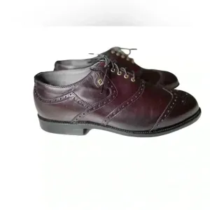 EUC FootJoy Classics Burgundy Leather brogue shield tip golf shoes Men's 9
