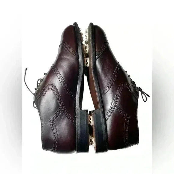 EUC FootJoy Classics Burgundy Leather brogue shield tip golf shoes Men's 9