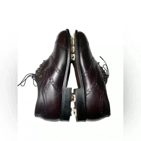 EUC FootJoy Classics Burgundy Leather brogue shield tip golf shoes Men's 9