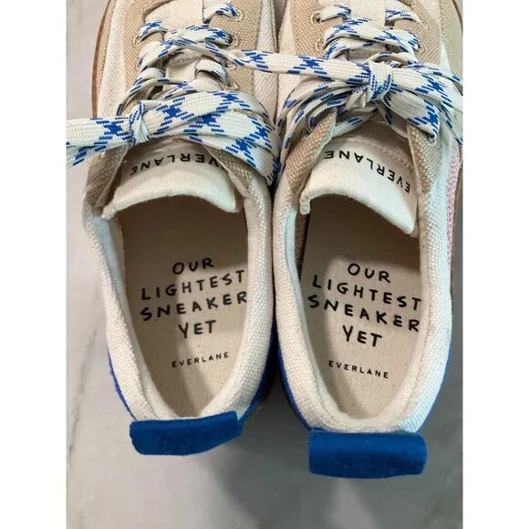 Everlane The Tread-Bare Sneakers in canvas Lapis Blue Red 10 New Mens Shoes