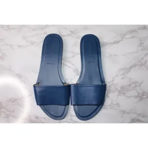 Everlane Womens The Leather Blue Slide Sz 10