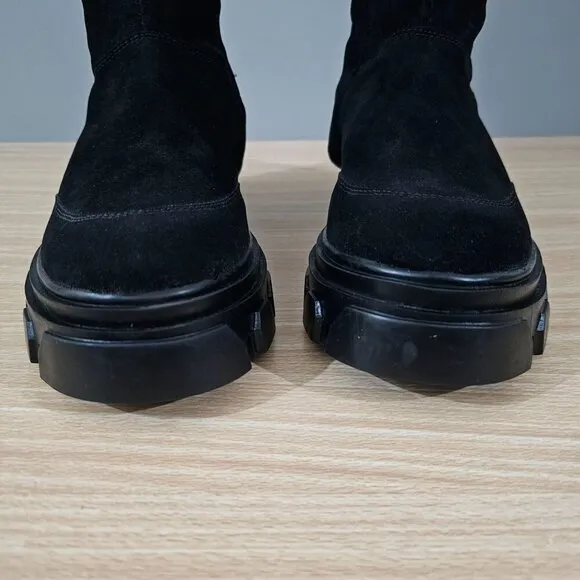 Farm Rio Boots Long Suede Womens Shoe Black Vegan Leather Platform Size 7.5