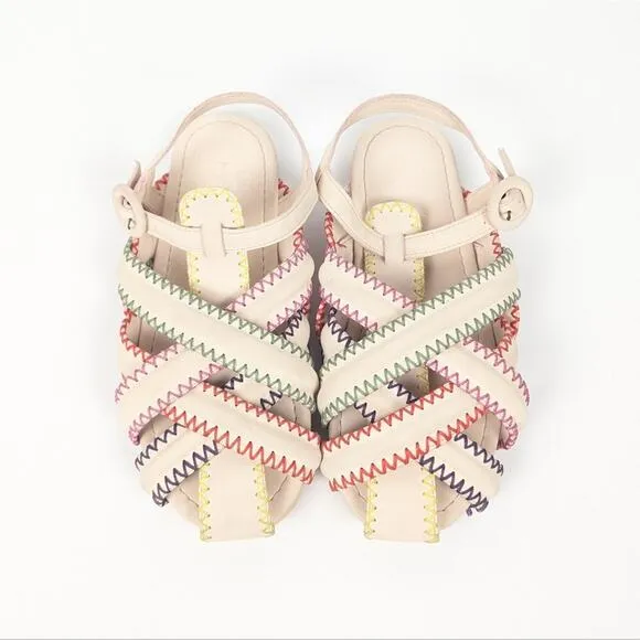 Farm Rio Multi-Color Synthetic Zig Zag Sandal Size 7.5