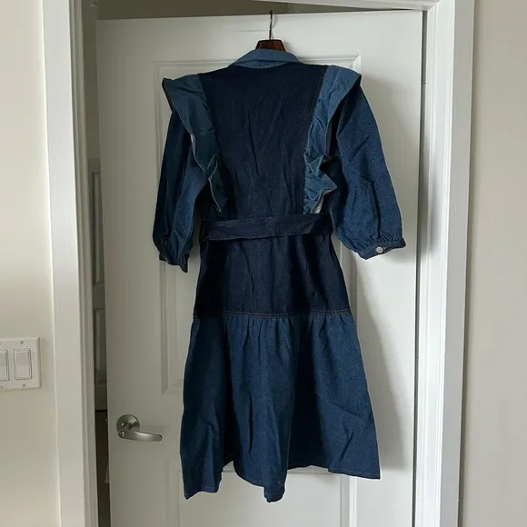 Farm Rio Patch Denim Midi Dress