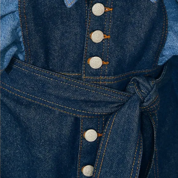 Farm Rio Patch Denim Midi Dress