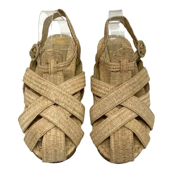 Farm Rio Raffia Zigzag Fisherman Slingback Sandals Women’s 39.5