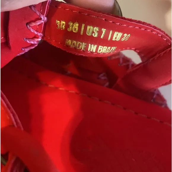 Farm Rio Red Zig Zag Stitch Sandals Sise 7