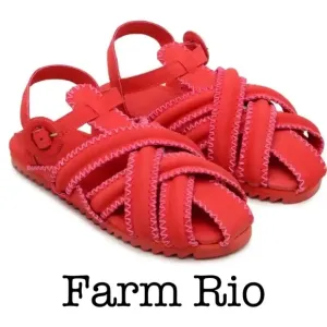 Farm Rio Red Zig Zag Stitch Sandals Sise 7