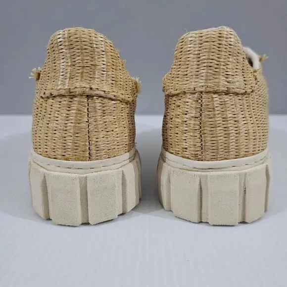 Farm Rio Straw Low Top Sneaker Casual Womens Shoe Natural Flatform Size 9