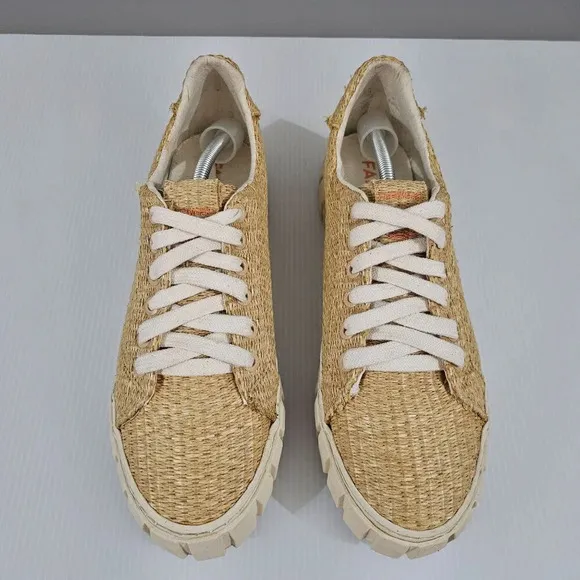 Farm Rio Straw Low Top Sneaker Casual Womens Shoe Natural Flatform Size 9