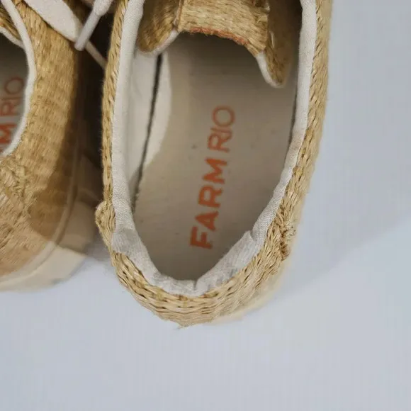 Farm Rio Straw Low Top Sneaker Casual Womens Shoe Natural Flatform Size 9