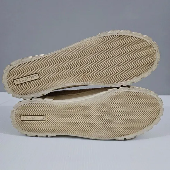 Farm Rio Straw Low Top Sneaker Casual Womens Shoe Natural Flatform Size 9