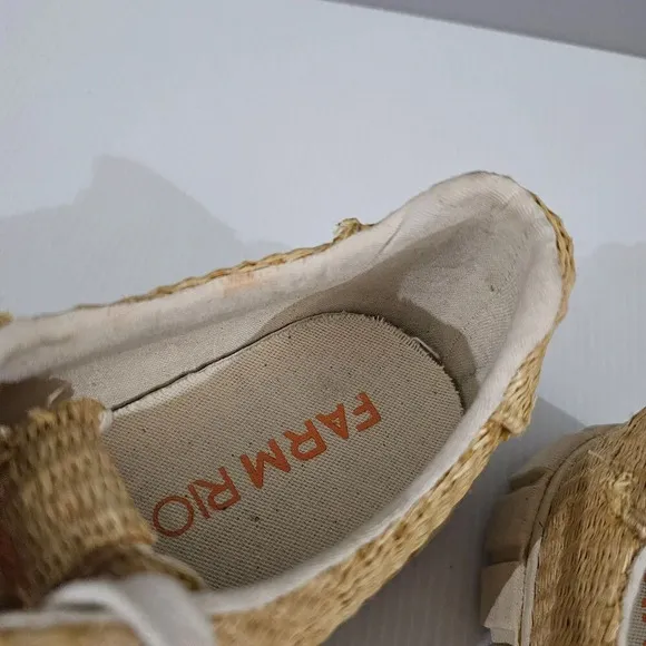 Farm Rio Straw Low Top Sneaker Casual Womens Shoe Natural Flatform Size 9