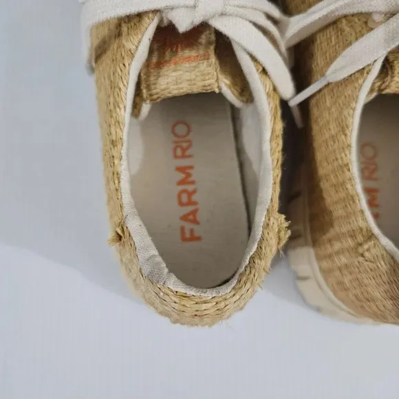 Farm Rio Straw Low Top Sneaker Casual Womens Shoe Natural Flatform Size 9