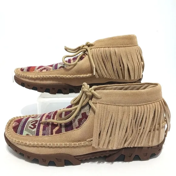 Ferrini Maya Suede Fringe Moc Shoes, NEW, Size 8.5