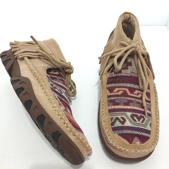 Ferrini Maya Suede Fringe Moc Shoes, NEW, Size 8.5