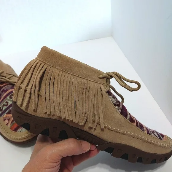 Ferrini Maya Suede Fringe Moc Shoes, NEW, Size 8.5