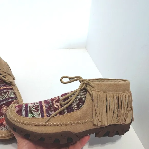 Ferrini Maya Suede Fringe Moc Shoes, NEW, Size 8.5