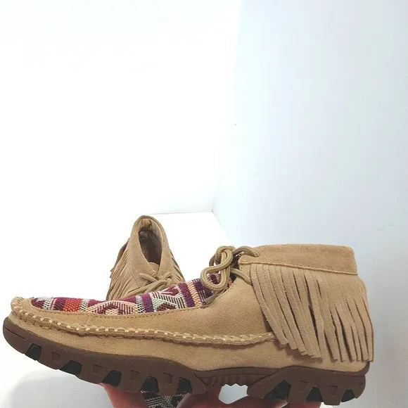 Ferrini Maya Suede Fringe Moc Shoes, NEW, Size 8.5