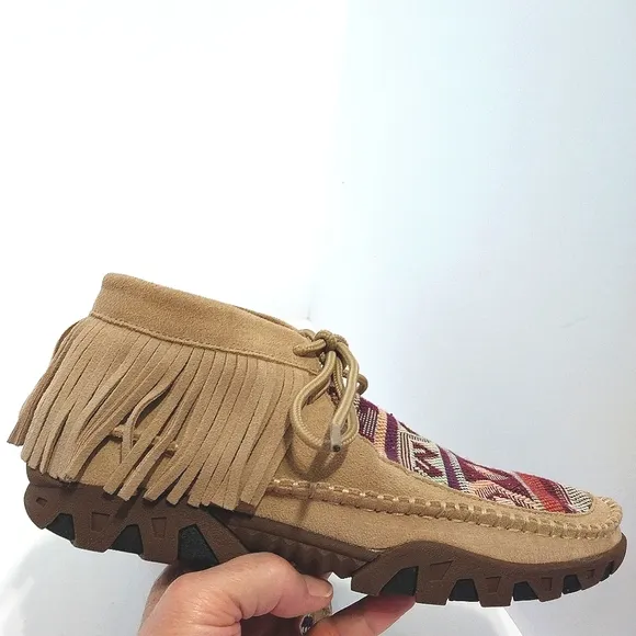 Ferrini Maya Suede Fringe Moc Shoes, NEW, Size 8.5