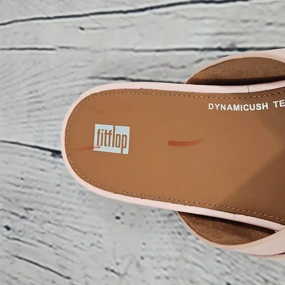 FitFlop Gracie Women's Pink/White Rubber Chain Leather Toe Post  Sandals Size 10