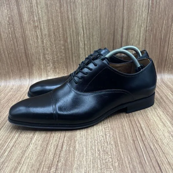 Florsheim Carino Cap Toes Black Leather Memory Foam Dress Shoes Men’s Size 10 D