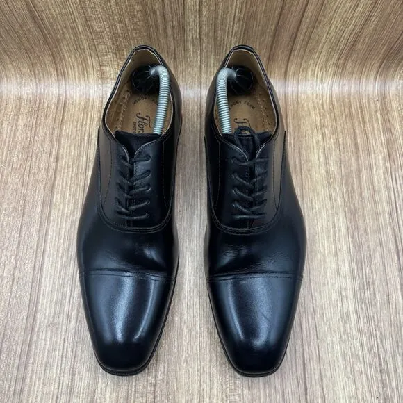 Florsheim Carino Cap Toes Black Leather Memory Foam Dress Shoes Men’s Size 10 D