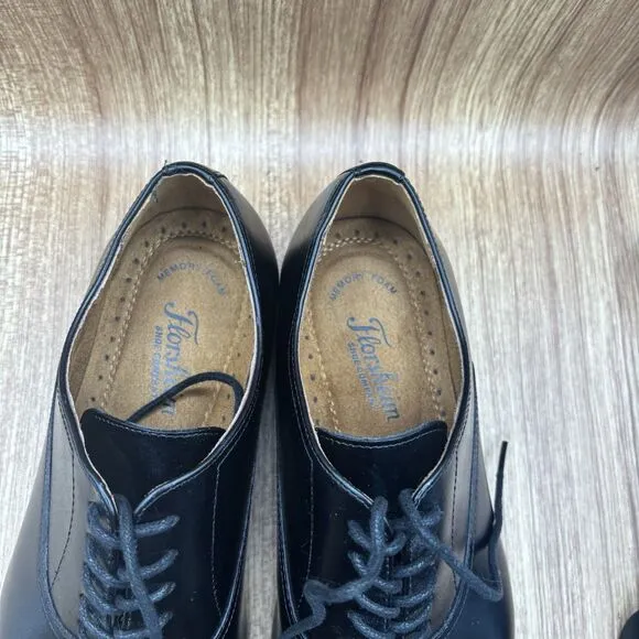Florsheim Carino Cap Toes Black Leather Memory Foam Dress Shoes Men’s Size 10 D