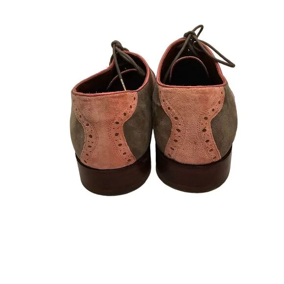 Florsheim Dress Shoes Mens Size 11.5 Saddle Oxford Suede Pink Gray Duckie Brown