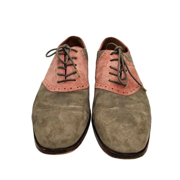 Florsheim Dress Shoes Mens Size 11.5 Saddle Oxford Suede Pink Gray Duckie Brown